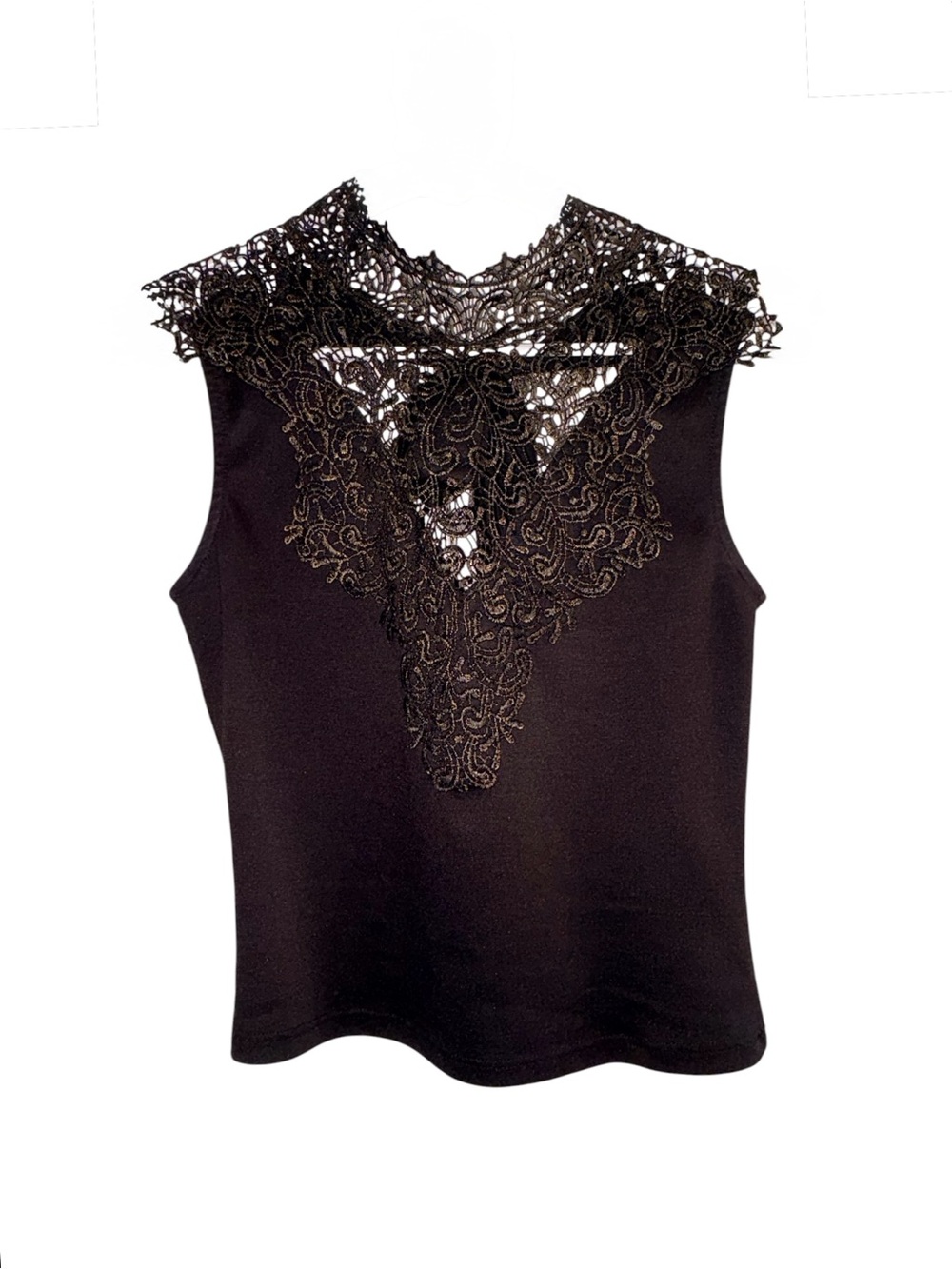 😍 TRAC USA Vintage Black Lace Tank Top Style 50248 Y2K Medium